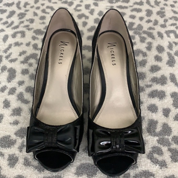 Black Peep Toe Heels - Picture 3 of 4